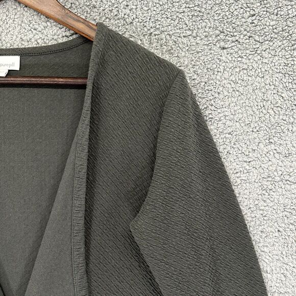 PureJill Open Cardigan Women XS Green Textured Stretch Long Sleeve F11 - Picture 3 of 12